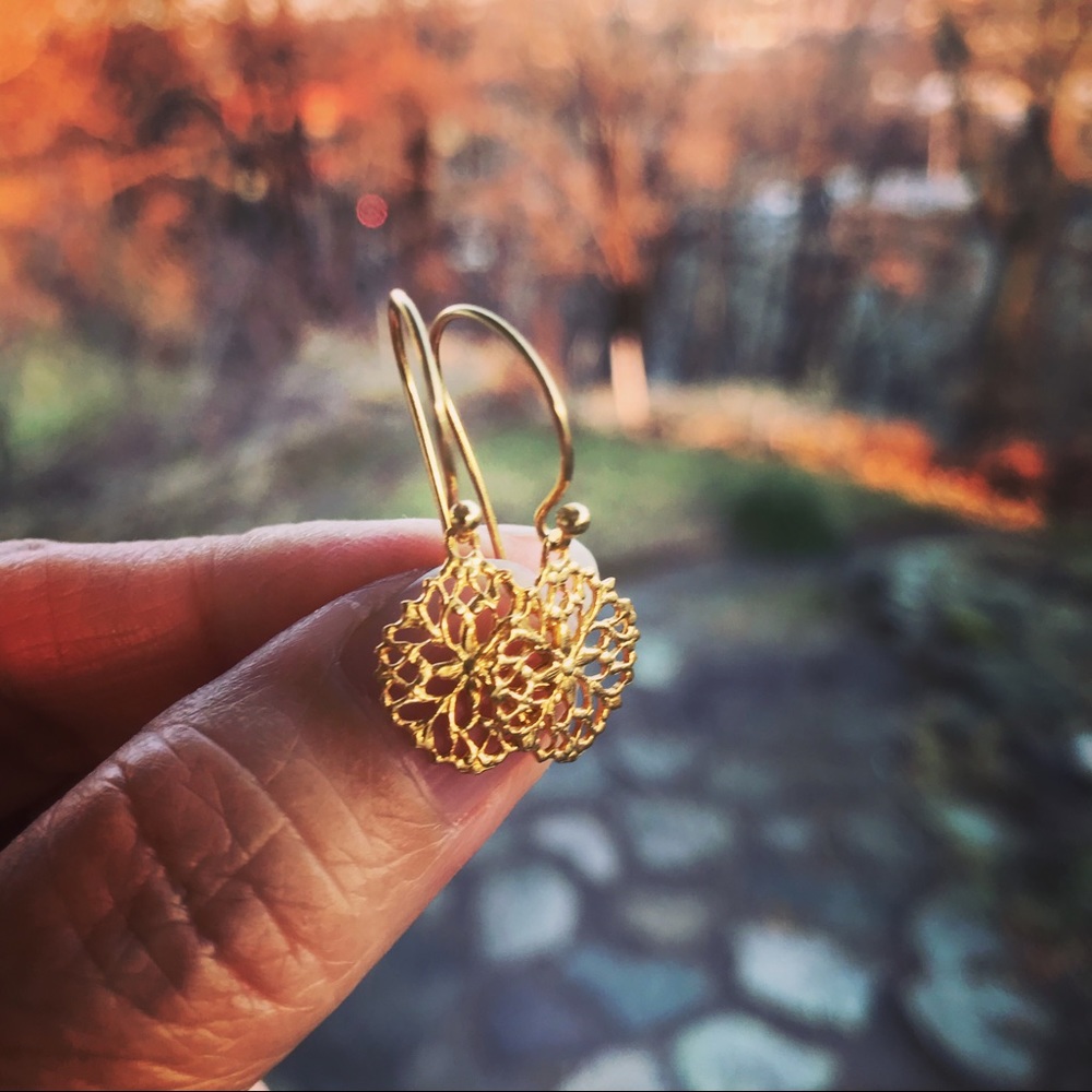 14k vermeil  Filigree Earrings